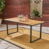 Outdoor Dining Table With U Shape Legs And Slat Top Table - Teak - Image 8