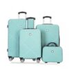 4 Piece Lightweight Suitcase, 14" Makeup Box, Aircraft Wheels (14/20/24/28) - Light Blue - Image 5