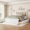 Queen Size Platform Bed With With 2 Big Drawers Twin Size Trundle - White - Image 9