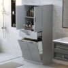 Stylish Bathroom Storage Cabinet With 2 Laundry Baskets - Gray - Image 7