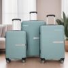 Hardshell Suitcase Double Spinner Wheels Pp Luggage Sets Lightweight Durable Suitcase With Tsa Lock, 3 Piece Set (20/24/28) - Light Green - Image 2