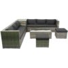 8 Piece Patio Sectional Wicker Rattan Outdoor Furniture Sof Set With One Storage Box Under Seat And Cushion Box - Gray / Black - Image 17
