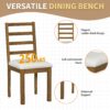 Topmax - 6 Piece Farmhouse Extendable Pedestal Dining Table Set With Removable Leaf, Bench And 4 Ladder Back Dining Chairs - Dark Brown - Image 5