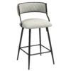 Counter Height Bar Stools Cover Kitchen Island Counter Bar Stool With Black Powder Coating Base And Footrest (Set of 2) - Beige - Image 4