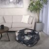 Hazel - Large Square Pouf, Versatile Ottoman Or Floor Cushion, Flower Print - Black - Image 2
