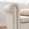 Chaise Lounge Indoor, Velvet Lounge Chair For Bedroom With Storage & Pillow, Modern Upholstered Rolled Arm Chase Lounge For Sleeping With Nailhead Trim For Living Room Bedroom Office - Beige - Image 14
