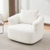 360° Swivel Barrel Sofa Chair With Throw Pillow, Chenille Upholstered Accent Chair - Beige - Image 5