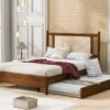 Queen Size Platform Bed With 2 Big Drawers Twin Size Trundle - Brown - Image 12