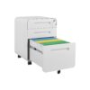 3 Drawer Mobile File Cabinet Under Desk Office, Simple Style Versatile Storage Cabinet For Legal / Letter / A4 Files, 5 Wheel Design Anti-Tilting Cold Rolled Steel Waterproof Moisture-Proof - White - Image 17
