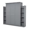 Queen Size Murphy Wall Bed With Shelves And LED Lights - Gray - Image 2