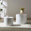 Premium Nested Table Set 2 Pieces, Coffee Table Set For Living Room - White - Image 12