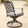 Outdoor Patio Aluminum Swivel Rocker Dining Chair With Cushion (Set of 2) - Cast Slate - Image 2