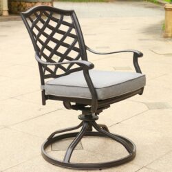 Outdoor Patio Aluminum Swivel Rocker Dining Chair With Cushion (Set of 2) - Cast Slate