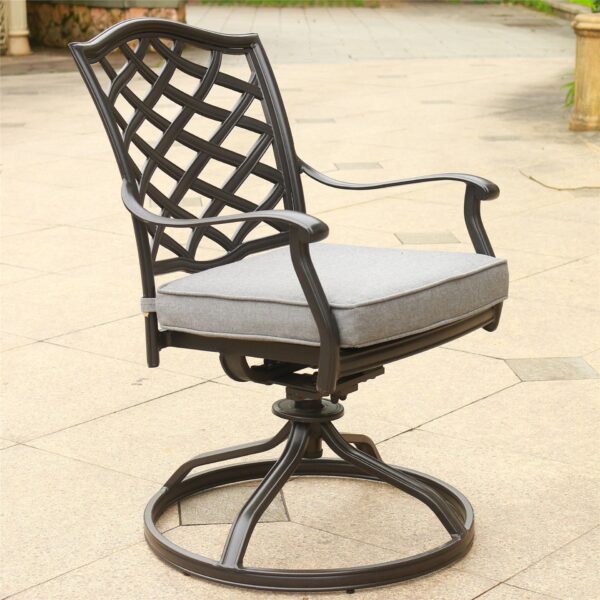 Outdoor Patio Aluminum Swivel Rocker Dining Chair With Cushion (Set of 2) - Cast Slate