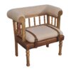 Strapped Hallway Boucle Bench - Beige / Brown - Image 4