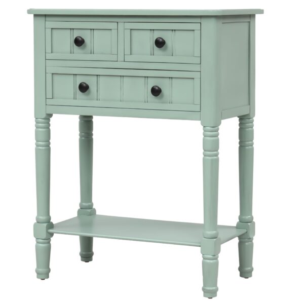 Narrow Console Table, Slim Sofa Table With Three Storage Drawers And Bottom Shelf For Living Room, Easy Assembly - Retro Blue