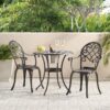 3 Piece Outdoor Aluminium Cast Bistro Set With Ice Bucket - Copper - Image 2