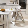 Adjustable Baby High Chair 0 - 6 Years, Portable Infant Feeding Seat With Safety Belt, Silent Lockable Wheels - White - Image 2