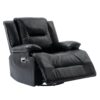 360° Swivel And Rocking Home Theater Recliner Manual Recliner Chair With A Led Light Strip For Living Room - Black - Image 11