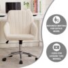 Adjustable Office Chair, Ergonomic Swivel Chair, Velvet Backrest Seat, Comfortable For Long Sitting - Beige - Image 11
