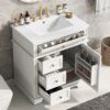 Freestanding 30" Bathroom Vanity With Sink, Soft Closing Door, Tip Out Drawer - White - Image 5