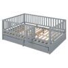 Full Size Daybed With Fence Guardrails And 2 Drawers - Gray - Image 9