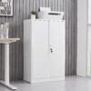 Metal Storage Cabinet With Locking Doors And Adjustable Shelf, Folding Filing Storage Cabinet, Folding Storage Locker Cabinet For Home Office, School, Garage - White - Image 2