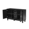 Modern Mirrored TV Stand For TV Up To 55", Entertainment Center Solid Wood Legs, Metal Handle And 3 Adjustable Shelves For Living Room - Black - Image 14