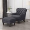 Enchante, Living Room Set With Tufted Back Club Chair And Ottoman - Gray - Image 2