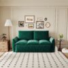 Pull Out Sofa Bed, 3 Seat Convertible Sleeper Sofa With 2 In 1 Pillow And Blanket Set Multifunctional Velvet Sofa Bed - Green - Image 2