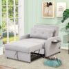 3 In 1 Pull Out Sofa Sleeper With Wing Table And USB Charge - Gray - Image 4
