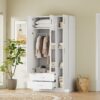 Modern 3 Door Mirror Wardrobe With 2 Drawers And Top Cabinet - White - Image 7