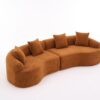 Compression Sofa:4 Seater Orange Sofa With Wood Grain Chenille Fabric, 30D, 60 Hardness Full Sponge, 4 Pillows For Living Room, Home Furniture Sleeper Sectional Sofa For Apartment - Image 13