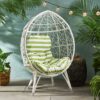 Cosmos - Round Hammered Iron Teardrop Chair - White / Green - Image 2