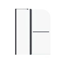 Frameless Folding Shower Doors For Bathtub - Matte Black