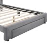 Queen Size Platform Contemporary Upholstered Bed With Storage Drawer - Gray - Image 9