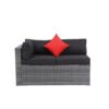 5 Pieces Rattan Sectional Outdoor Furniture Cushioned U Sof Set With 2 Pillow - Gray / Black - Image 14
