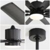 Ceiling Fan With 18W Dimmable Led Light Remote Control 8 Solid Wood Blades For Living Room - Black - Image 6