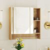 Wall Mounted Bathroom Storage Cabinet With Mirror Door, Medicine Cabinet, Over The Toilet Storage Cabinet With Shelves And Towel Rack - Burly Wood - Image 2