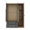 3 Doors Rattan Wardrobe Storage For Bedroom, With 2 Drawers - Gray / Nature - Image 4