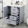 30" Bathroom Vanity With Sink, Bathroom Cabinet With A Door, 3 Drawers Legs, Adiustable Foot Pads - Gray - Image 5