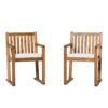 Contemporary 2 Piece Solid Wood Slat Back Patio Dining Chairs - Brown - Image 2