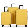 3 Piece Luggage Sets Lightweight Suitcase With Two Hooks, Spinner Wheels, Tsa Lock, (20/24/28) - Yellow - Image 12