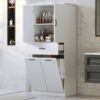Modern Bathroom Storage Cabinet With 2 Laundry Baskets, 1 Drawer, Adjustable Shelf - White - Image 5