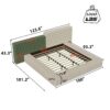 King Modern Upholstered Platform Bed With Storage Space, Sturdy And Stable Solid Wood Frame, Polyester Fabric, Easy To Assemble - Beige - Image 3
