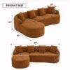 Compression Sofa: Combining Chaise Longue With 3 Seater, Wood Grain Chenille Fabric, Full Sponge Compression Sofa, Combined Sofa With 4 Pillows For Living / Home Furniture / Apartment - Orange - Image 19