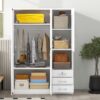 2 Doors Wardrobe Storage For Bedroom With Shelves And 3 Drawers - White - Image 8