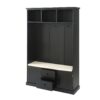 Hall Tree With 3 Hooks, Coat Hanger, Entryway Bench, Storage Bench, 3 In 1 Design, For Entrance, Hallway - Black - Image 7