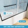 Aluminum Frame Double Sliding Soft Close Bathtub Shower Door, 1 / 4" Tempered Glass And Dual 304 Stainless Steel Handles - Matte Black - Image 9