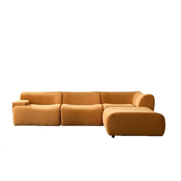 Sectional Sofa With Durable Fabric And High Density Sponge, Solid Wood Frame, 4 Seats - Orange